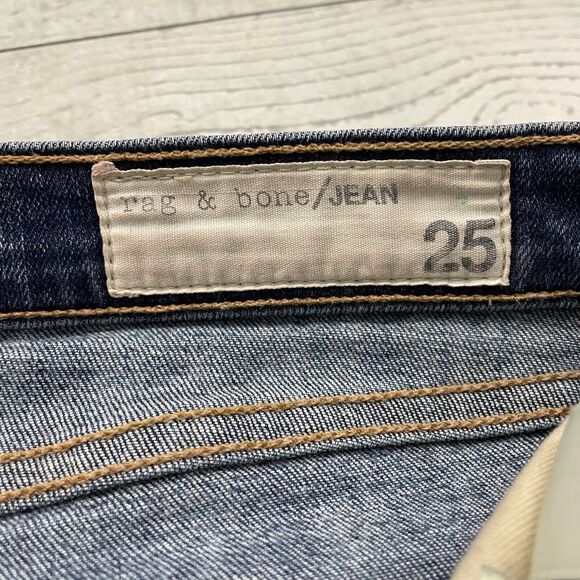 Rag & Bone Women's Size 25 Blue Distressed Low-Rise Stretch Denim Skinny Jeans - Picture 6 of 11